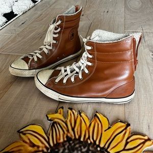Converse Faux Leather Sherpa-Lined High Tops